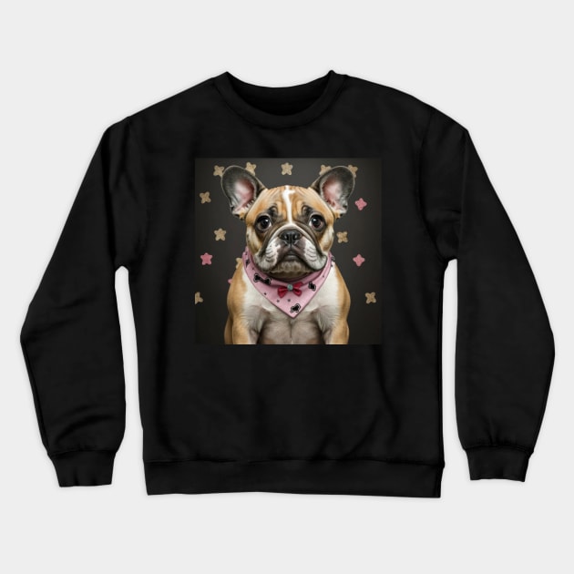 Cute French bulldog with a bandana Crewneck Sweatshirt by VioletAndOberon